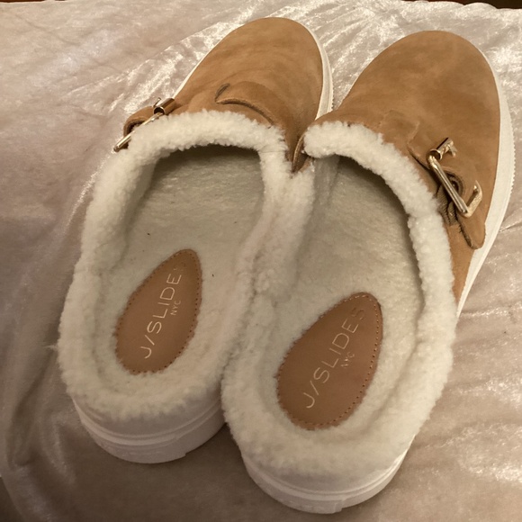 J/SLIDE LEATHER SLIDE WITH FAUX FUR LINING SZ 9 - Picture 4 of 9